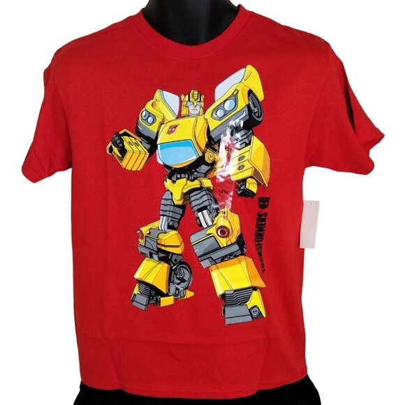 Transformers Boys 12 to 14 Bumblebee Stance Red Graphic T-Shirt New - Picture 1 of 5